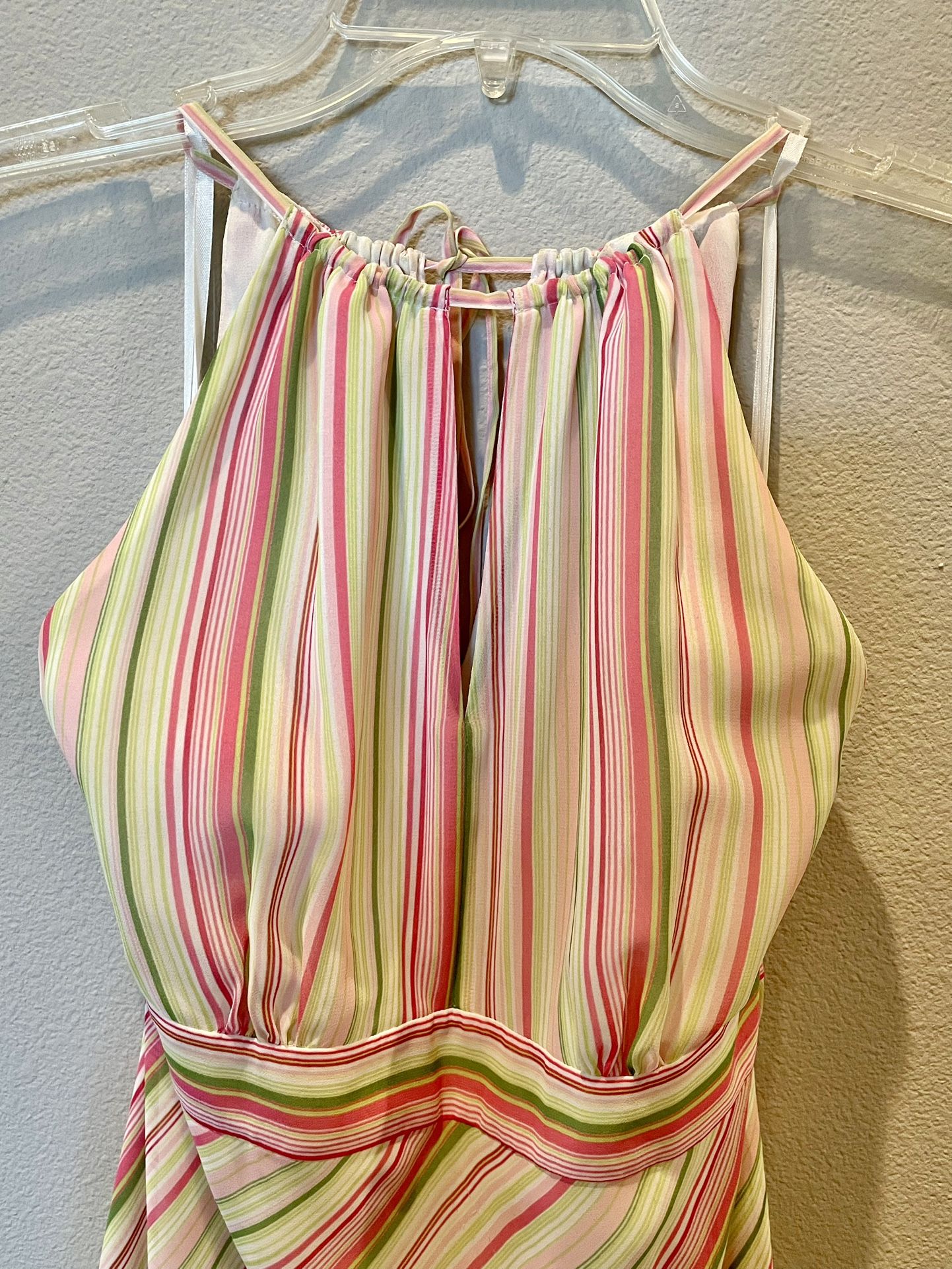 Ann Taylor Loft Multicolor Pastel Striped Halter Dress