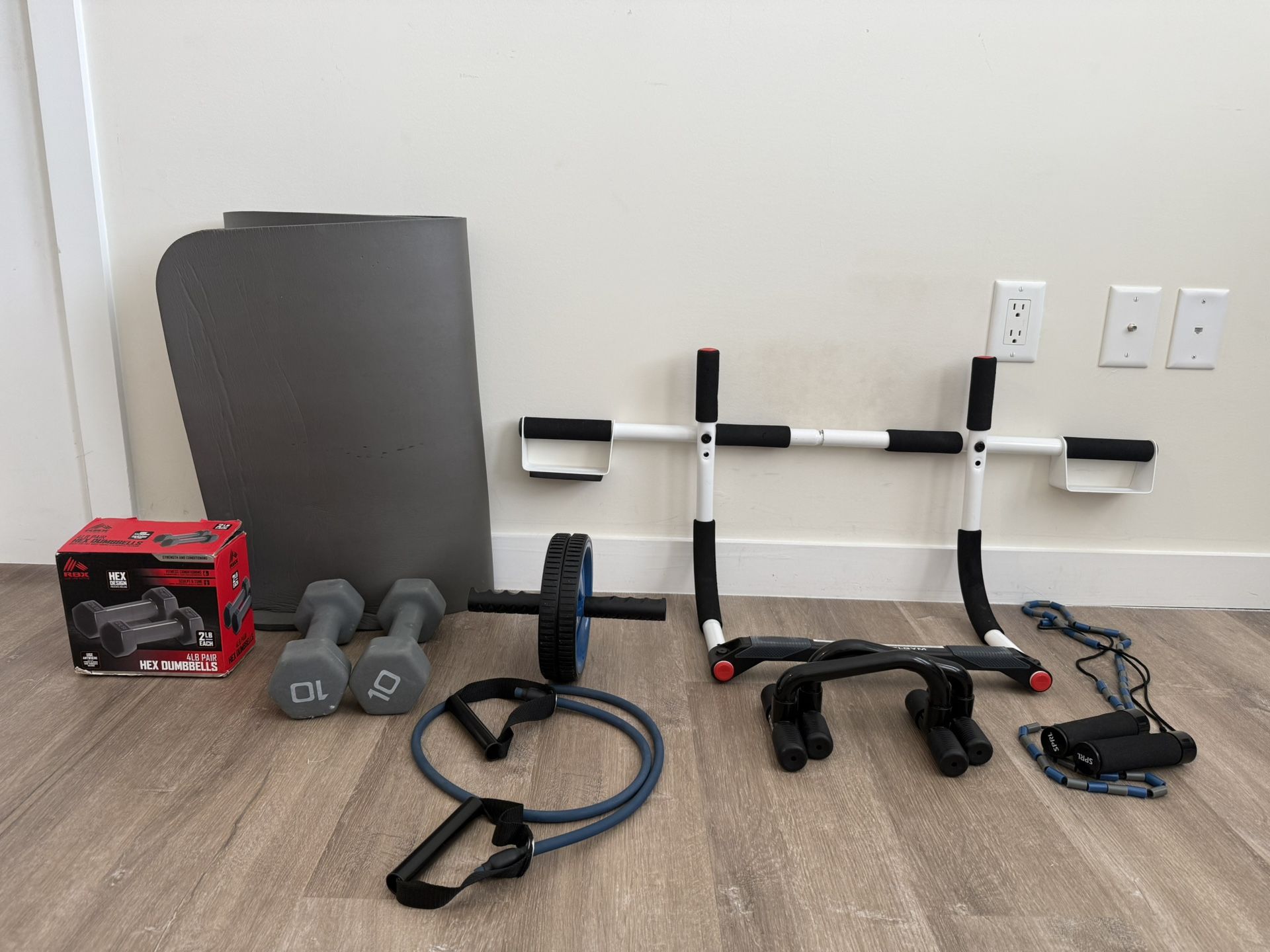 🏋️ Complete Home Gym Equipment Set – Dumbbells, Pull-Up Bar, Mat, & More!