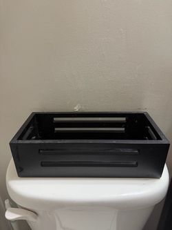 Black Wood Slatted Storage Crate Box