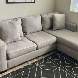 Living Spaces Beige Modern 93in Sectional Chaise Sofa
