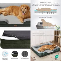 XXL Orthopedic Dog Bed - Washable Great Dane Dog Sofa Beds for Giant Dogs, Supportive Foam Pet Couch Bed with Removable Washable Cover, Waterproof Lin