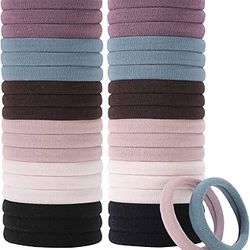 6,720 pcs and 100+ pack 2 Inch Neutrals No Damage Hair Ties for Women Thick Hair, Large Soft Seamless Nylon Fabric Hair Ties Ponytail Hair Holders Hai