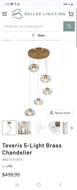 Teveris 5 Light Modern Brass Chandelier 