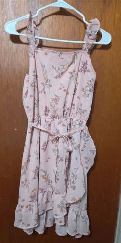 Dress for girl sleeveless with floral design rose pink color size XL