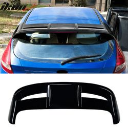 Fits 2011-2019 Ford Fiesta Hatchback Rear Roof Window Spoiler Wing Exterior Auto Parts ST Style Painted Gloss Black ABS Plastic