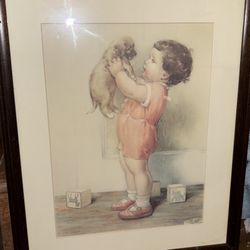 Vintage Art Work Wooden Portrait Of Mine By Bessie Pease Gutmann