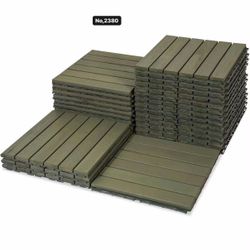 Acacia Wood Flooring Interlocking Deck Tiles for Patio Decor 27 PCS 6 Slats - Waterproof Indoor & Outdoor Decor - Balcony Garden Decking Tile (12.2 x 