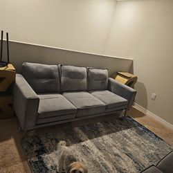 Velvet Gray Couch And Love  Seat 
