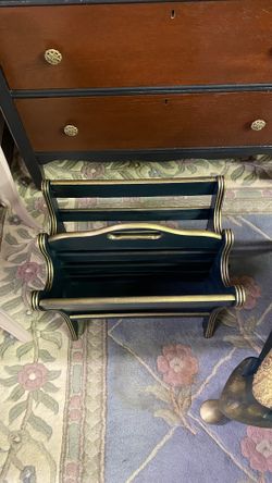 2 Pc Set Stool / Antique Magazine Holder