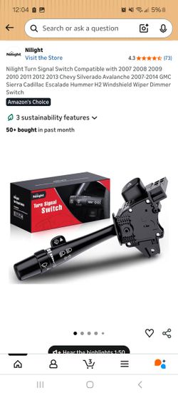 Nilight turn signal switch, designed as an OEM design replacement for specific vehicles such as Chevrolet Silverado, GMC Sierra, Cadillac Escalade and