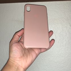iPhone XS Max Silicone Case With Apple Logo In Pink Sand 
