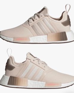 Women’s Adidas NMD R1 Running Shoes Sneaker Quartz Brown Strata Pop Color Light Pink/Brown #HQ4279 Size 6