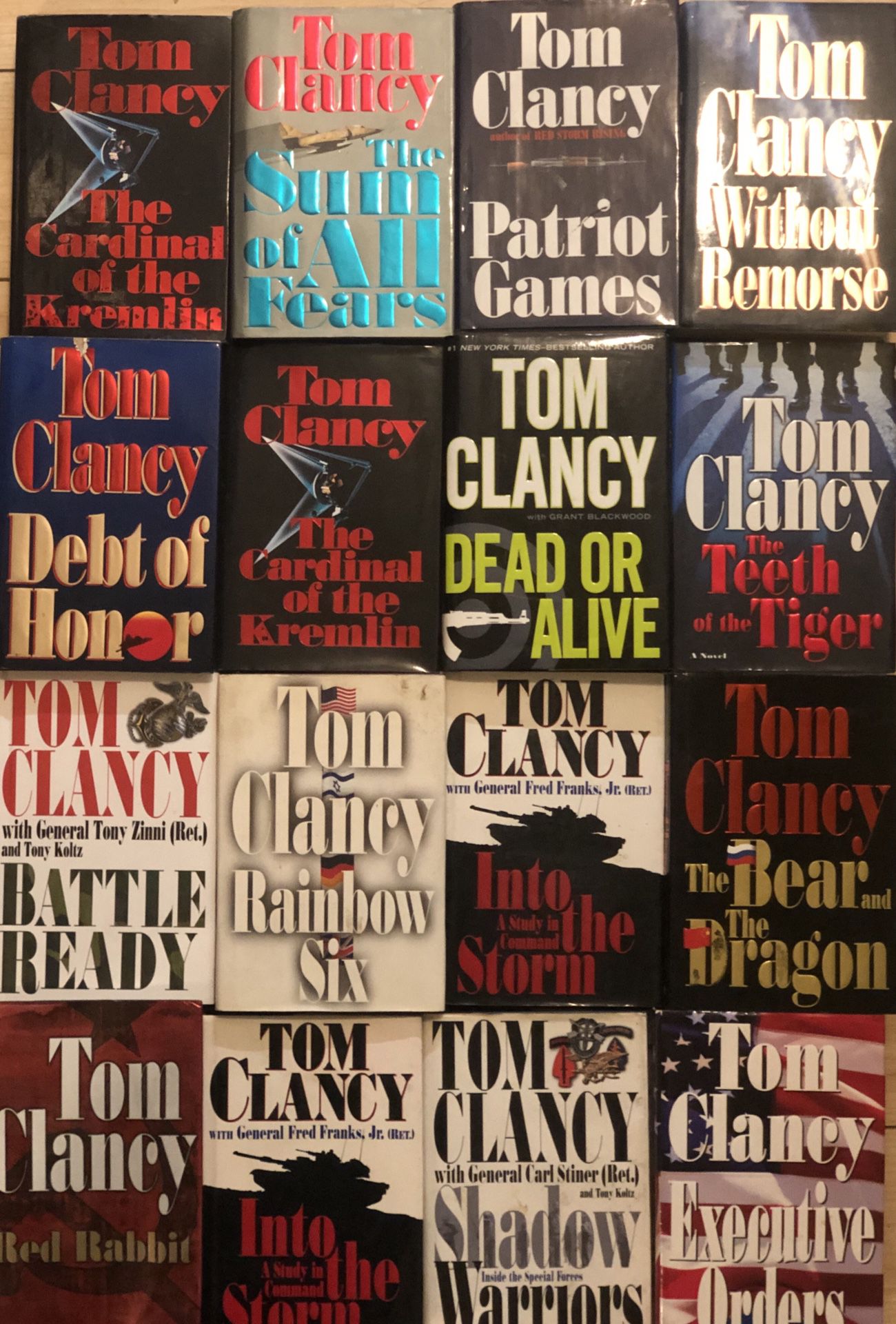 16 Tom Clancy Hard Copy/ Paper Back-Best Selling-Hard to find Books!