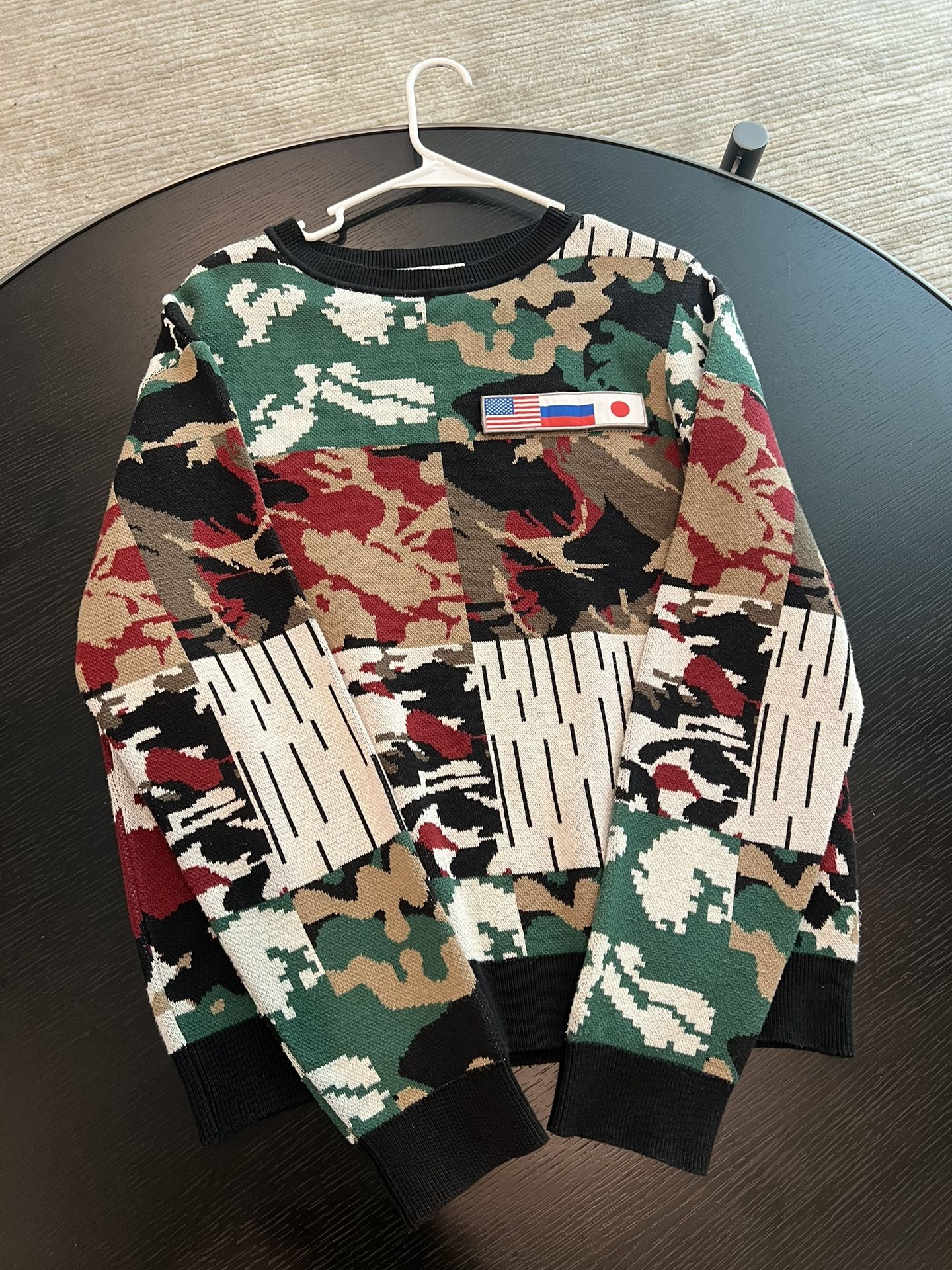 Gosha Rubchinskiy - Jacquard Knit Camo Flag Sweater for Sale in 