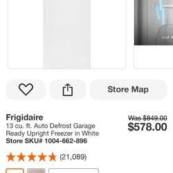 Frigidaire 13 cu. ft. Auto Defrost Garage Ready Upright Freezer in White