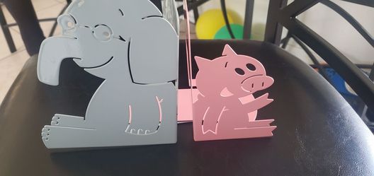 Elephant & Piggy Metal Bookends