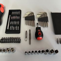 Assorted Tools, Bits And Sockets .