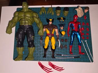 SH Figuarts No Way Home Spider-Man Infinity War Hulk and CT Toys Wolverine