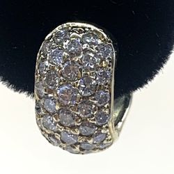 14K Gold/ Diamonds Earrings, 1/2” Across