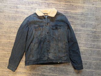Large  Faux Fur Denim Jacket