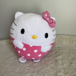 TY Hello Kitty 8" Squish Beanie Babies Pink Round Large Ball Plush Toy