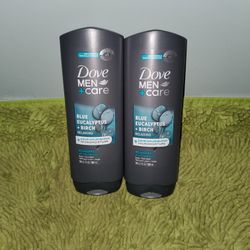 2 Dove Men Care Blue Eucalyptus +Birch 18oz Body+Face Wash