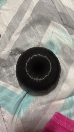 Black Synthetic Hair Bun / Donut Bun with bangs. Two piece