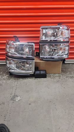FOR 2014-2015 CHEVY SILVERADO 1500 CHROME HOUSING CLEAR CORNER HEADLIGHT HEAD LAMPS