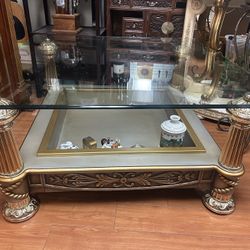 Vintage Italian Style Glass Top Coffee Table 