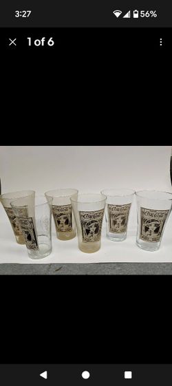Drink Coca Cola The Archives Reproduction Flair Glasses-Lot of 6
