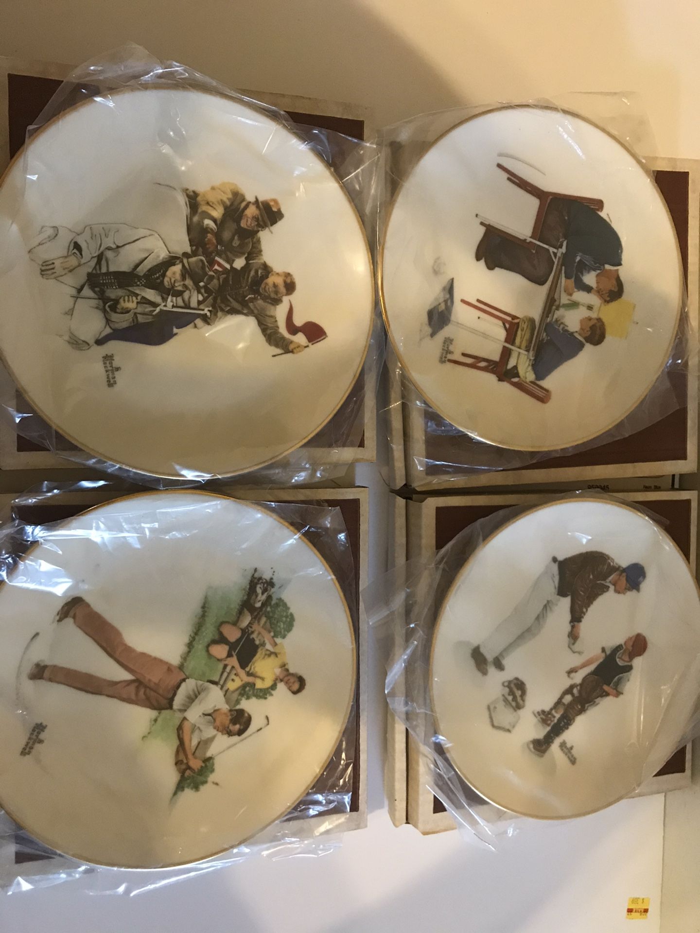 1982 Set Of 4) Norman Rockwell "Life with Father" Plates