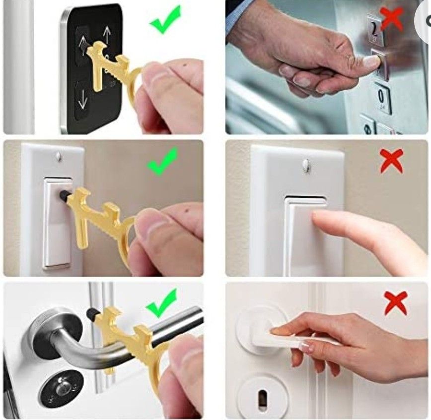 Life Stylus No Touch Door Opener Tool, Button Pusher Keychain Tool w/ Stylus Tip