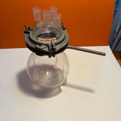 Lab glass - 5000 ml scientific Morton Glass apparatus with glass lid and clamp