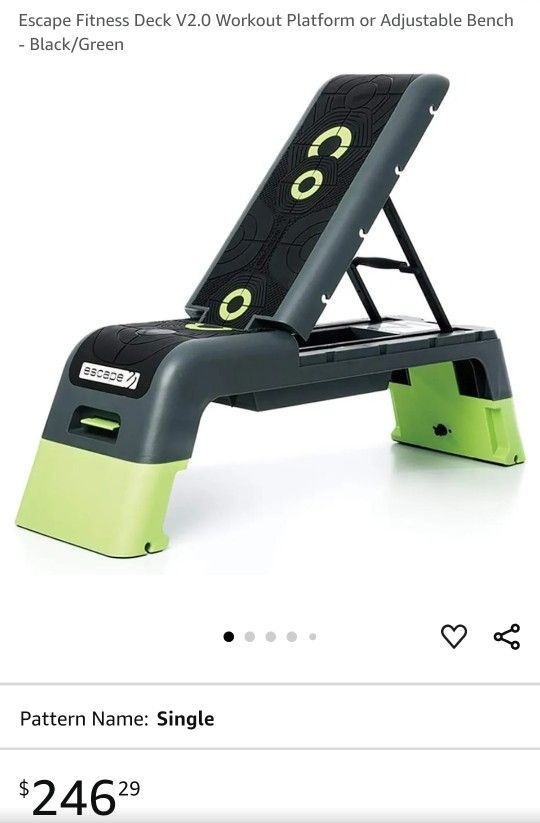 Escape Fitness Deck V2.0 Workout Platform or Adjustable Bench - Black/Green