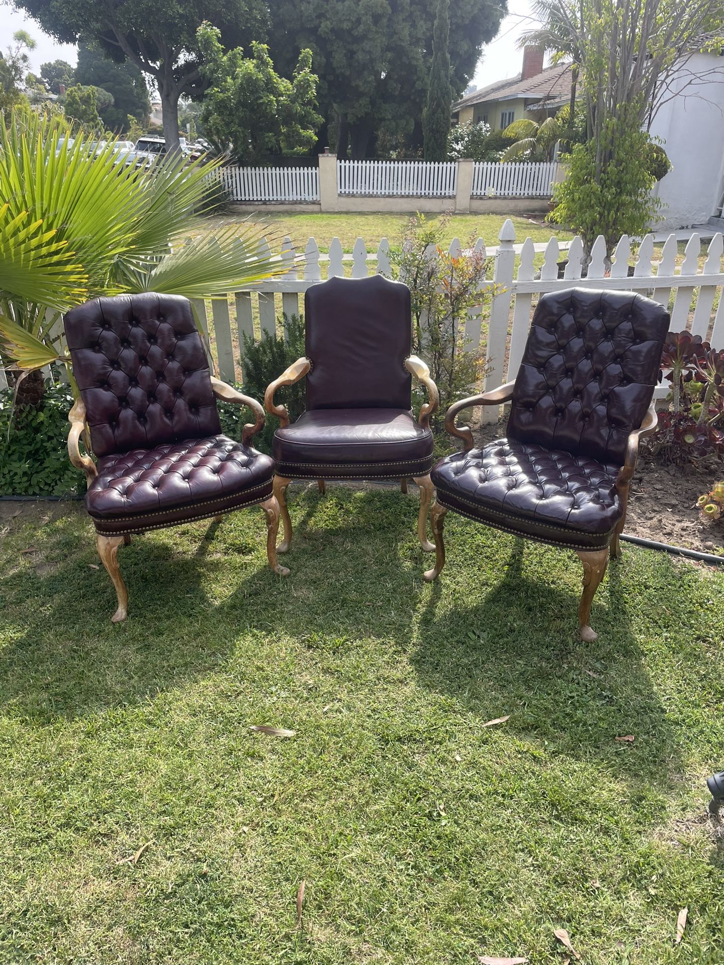 Vintage Queen Anne Leather Armchairs