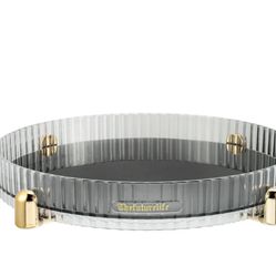 Unique Bargains Makeup Perfumes Organizer 360 Degree Rotating Round Storage Tray Gray