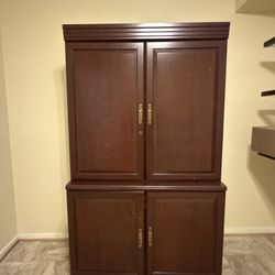 Vintage Armoire-Style Expanding Desk / Office Storage Unit