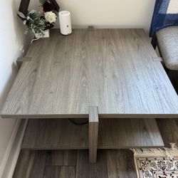 Modern Square Coffee Table with Storage Shelf
