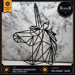 Geometric Unicorn Metal Wall Art Black Decorative Wall Hanging 23” x 16.5”