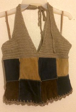 Wilsons leather/suede halter top size L