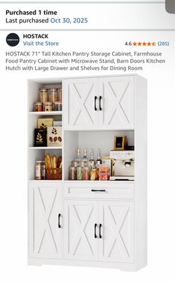 HOSTACK 71" Tall Farmhouse Kitchen Pantry Cabinet