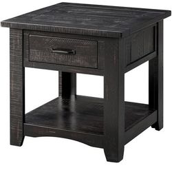 Set of 2 Black Rustic End Tables