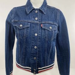 LEVI STRAUSS - Vintage 80's 90's Stripe DENIM Womens Sm. Jacket