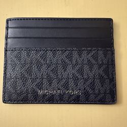 Michael Kors Card Holder Wallet MK Logo Mini Slim Leather Credit