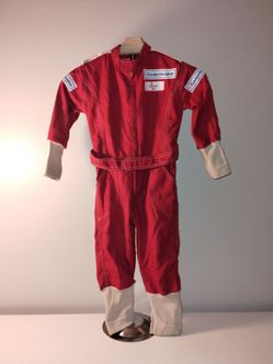 VINTAGE Kids Flame Resistant Red Racing One Piece Pullover Suit "Flamecrusher" S