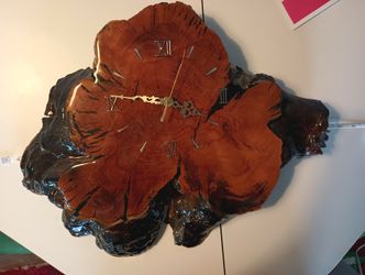 As Is Vintage Varnished burl Wall Clock