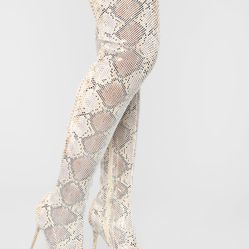 PLT SNAKESKIN THIGH HIGH BOOTS SIZE 7 Fit Like an 8