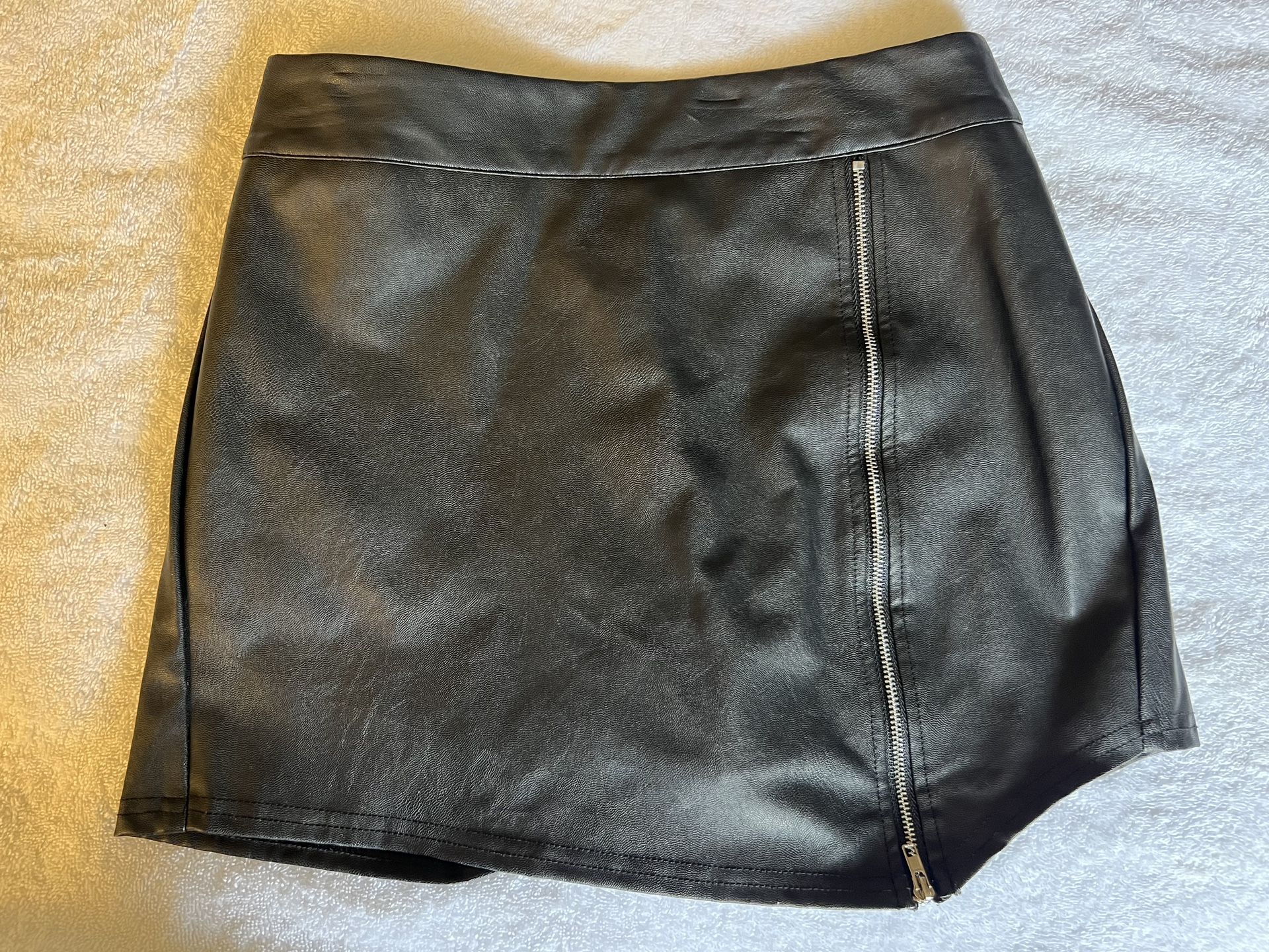 Black Faux Leather Skort In Small And Jean Shorts