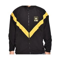 US Army Unisex Medium/Long Black Yellow Windbreaker Jacket