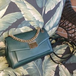 Michael Kors Lita Medium: Sage Leather Crossbody to Chain Handle Satchel 2 in 1